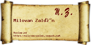 Milovan Zalán névjegykártya